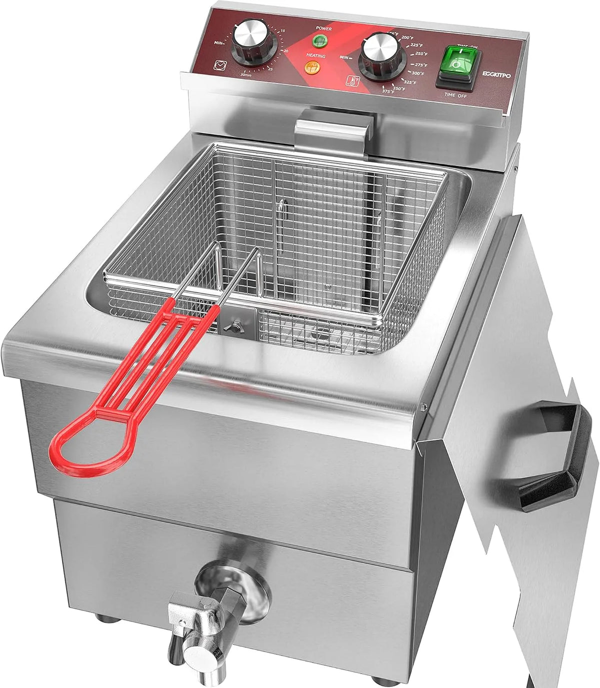 Friteuse Grande friteuse électrique EGGKITPO 12 L Friteuse EGGKITPO, avec vidange d'huile et minuterie Friteuse