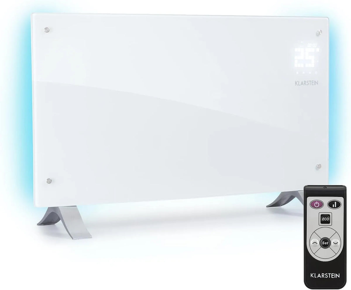 Klarstein radiateur IP24, puissance 2000 W, Idéal pour les pièces jusqu'à 40 m², 5°- 45°C, 2 niveaux de chauffage, Bornholm, Norme,Mode ECO, Timer