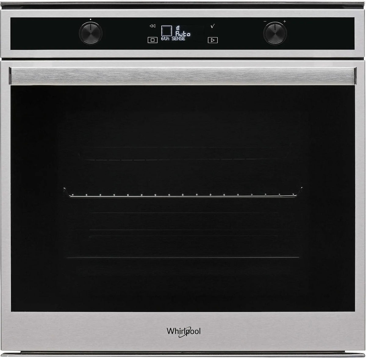 Whirlpool four W6OM54S1P, capacité 73 litres, 4 vitres, encastrable pyrolyse, Classe énergétique A+, pyrolyse Inox, multifonction, Porte froide