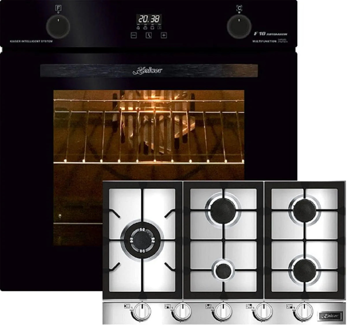 Cuisinière à gaz EH 6367 6367+KG KG 9357 Kaiser Kit de, four électrique, four encastré, puissance 3,8 kW, capacité 79L, voiture, tournebroche