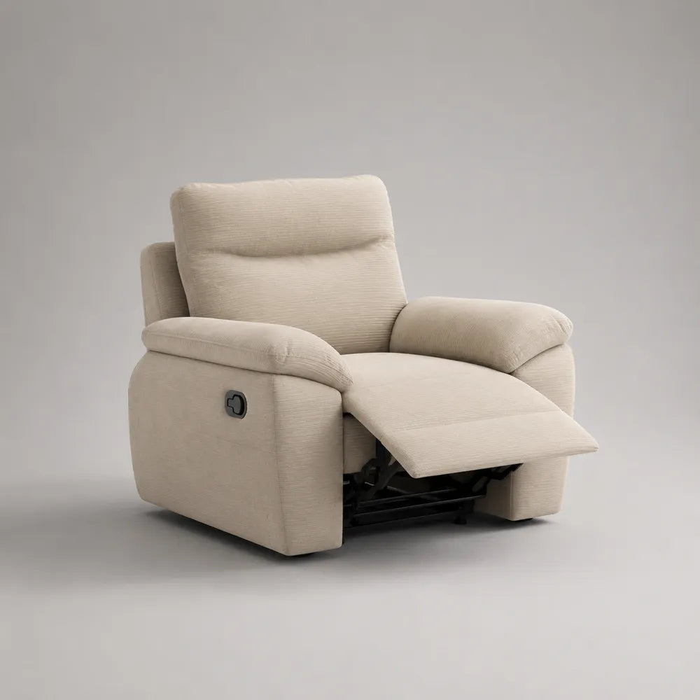 Fauteuil relax inclinable en tissu polyester beige avec repose-pieds 75 x 85 x 100 cm
