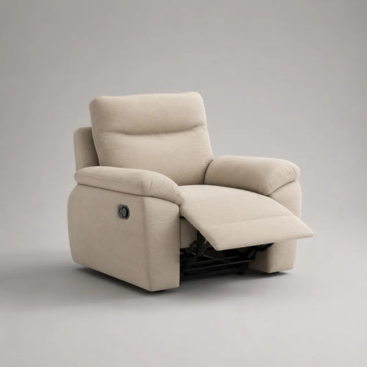 Fauteuil relax inclinable en tissu polyester beige avec repose-pieds 75 x 85 x 100 cm