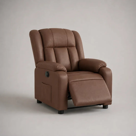 Fauteuil relax inclinable avec repose pieds en PU marron 80 x 90 x 105 cm