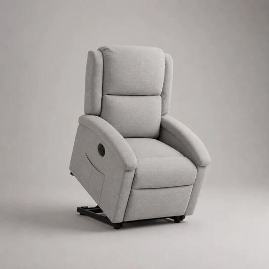 Fauteuil relax inclinable 75 x 85 x 105 cm en polyester gris avec repose-pieds intégré