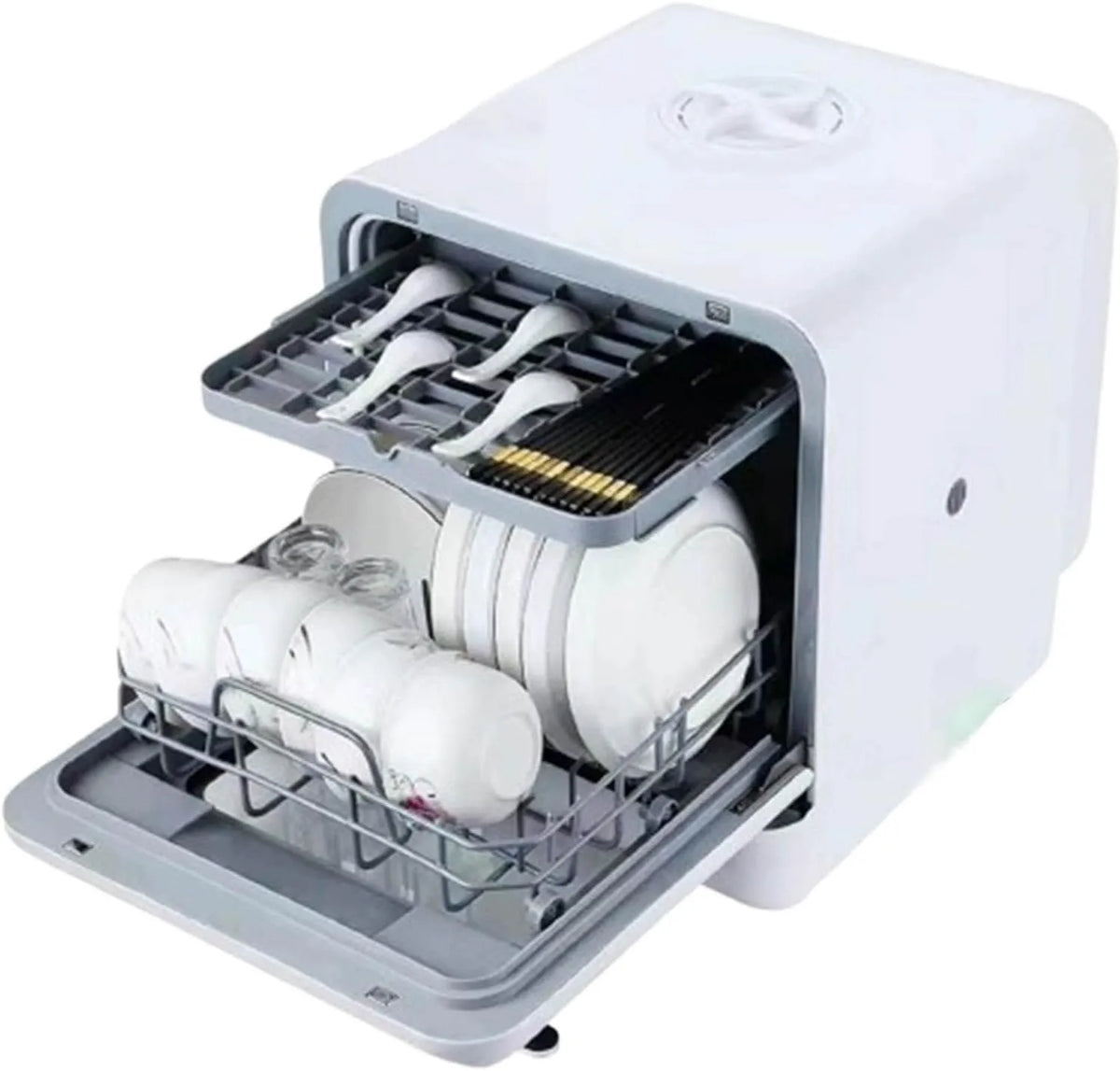 Lave-vaisselle, de Table avec réservoir d'eau intégré de 5 litres, Automatique avec 5 Couverts, 2 Niveaux, Fonction séchage