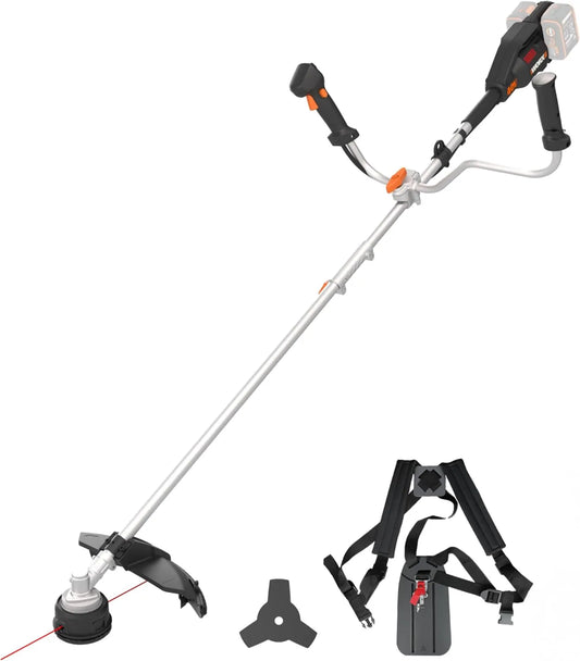 Worx débroussailleuse WG084E.9, sans Fil 40V, Lame de 25,5 cm, Fil de Coupe 38cm, Compacte et légère, Moteur Brushless, Poignée Guidon