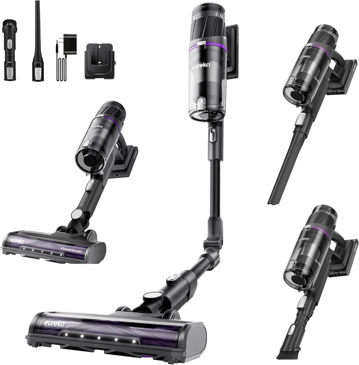 Aspirateur balai 38000, Aspirateur à Main Léger pour Poils Cheveux Détection de Déchet, EUREKA ReactiSense 530 sans Fil Anti-allergène Pa