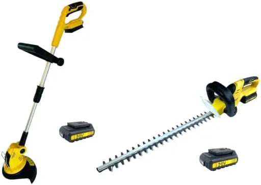 2 Outils Nemura Pack, Taille-Haies et Coupe-Bordure 20V + 2 Batteries 2Ah + Chargeur Rapide, Revêtement Softgrip