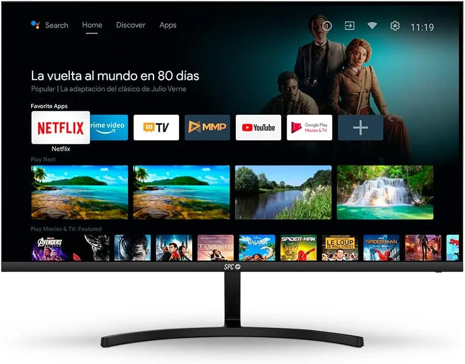 Monitor 24 HD 24 SPC Smart, connectivité Mobile, Design Ultra-Fin, télécommande et accès au Contenu en Streaming, Écran PC Android TV Full ', Netflix