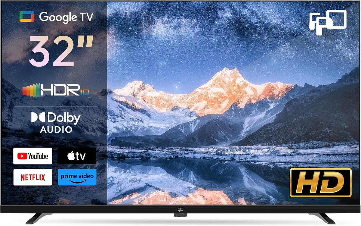 Smart TV 720p HDR 10 FPD, largeur 81 cm, Google TV avec Google Play, HD Television, Streaming TV en Direct, 32 Pouces, Télécommande Vocale