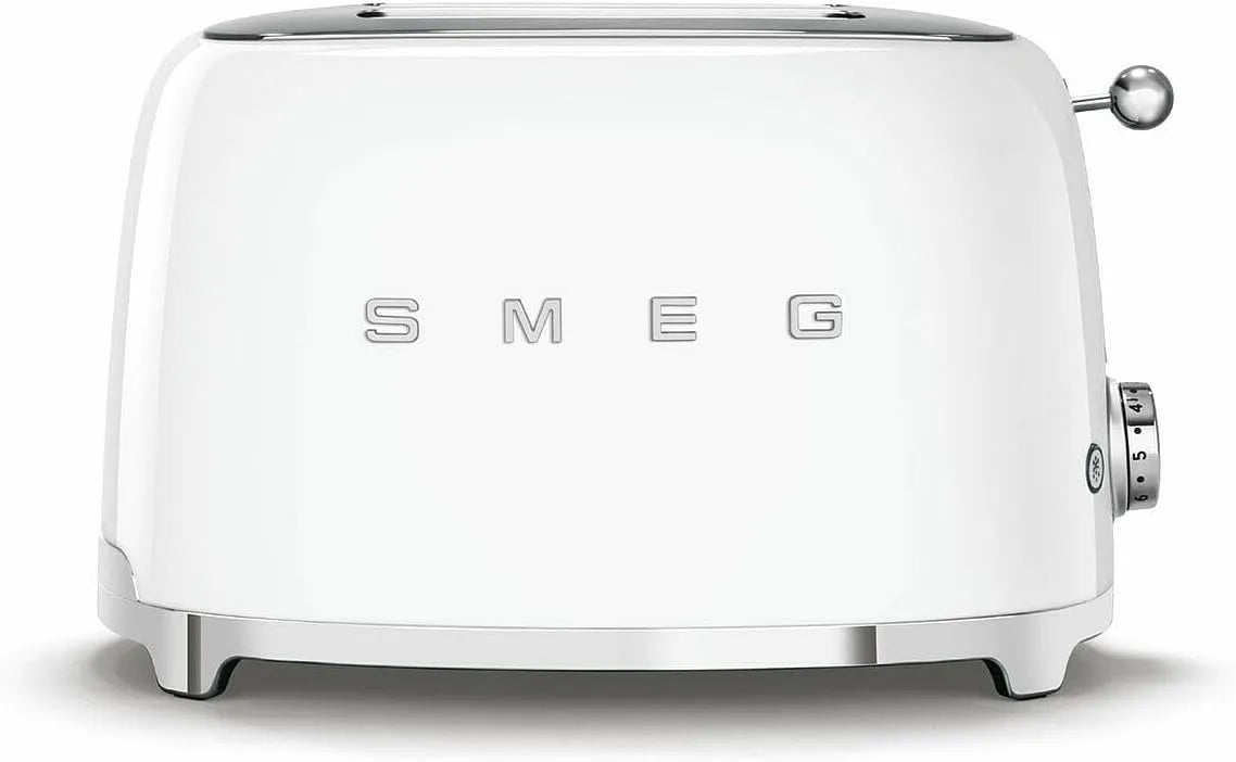 Smeg grille-pain TSF01WHEU, puissance 950 W, 6 Niveaux de Brunissage, Décongélation et Bagel, Ramasse Miettes, 2 Fentes 36 mm, 2 Tranches