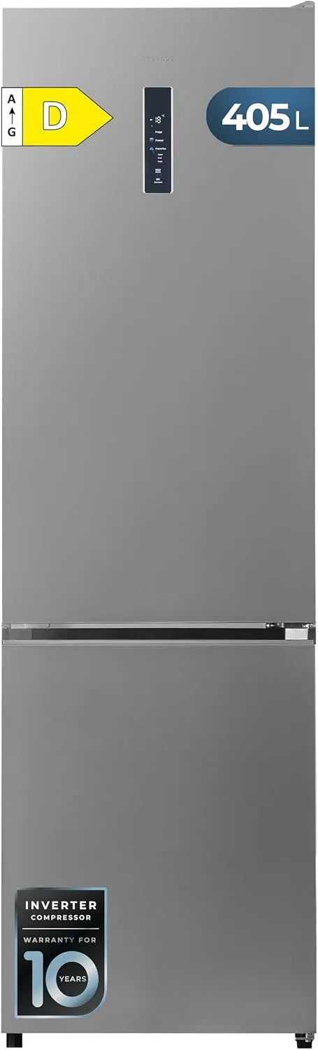 Cecotec réfrigérateur, 59,5 cm Largeur, classe énergétique D, Freshness Flex, Combiné No Frost 405 L Bolero CoolMarket Combi 405 MC Inox D. 200 cm