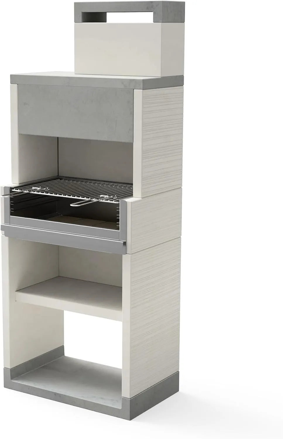 Barbecue T00535 TUOZI, dimensions 78 x 47 x 197 cm, Résistant aux intempéries, finition blanche, REF, finition grise