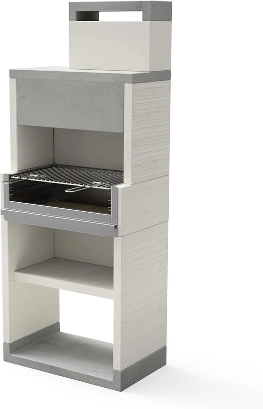 Barbecue T00535 TUOZI, dimensions 78 x 47 x 197 cm, Résistant aux intempéries, finition blanche, REF, finition grise