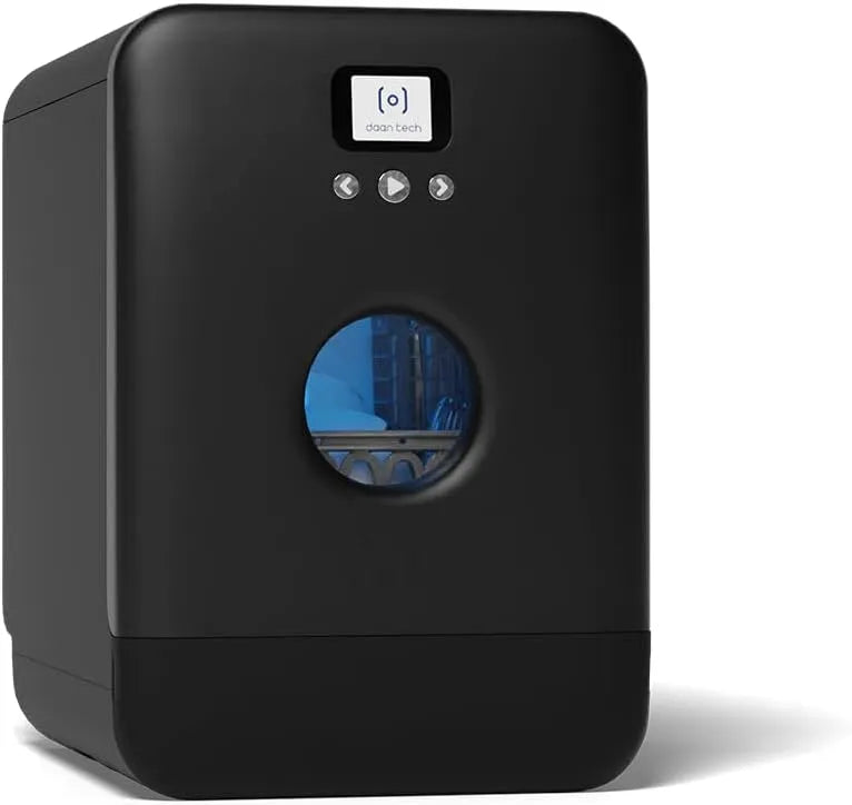 Lave-vaisselle DAAN TECH Bob, Assiette 29 cm, Compact 3 Couverts Encastrable, Pose Libre, Avec Réservoir, Portable, Séchage Naturel, Eco-Conçu, Black