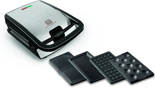Tefal gril SW854D16, 4 C ts de plaques Inclus, Gaufrier, Revêtement Antiadhésif, Plaques amovibles et compatibles lave-vaisselle, Panini