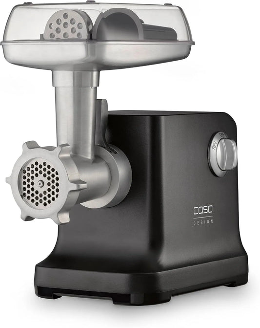 Caso Black, 2 000 W FW 2000, 3, 5 et 8 mm, 2 niveaux de vitesse, Hachoir à viande électrique professionnel, aluminium, 2 niveaux de vitesse