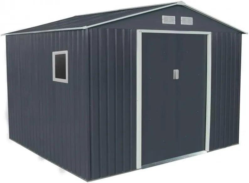 Abri de jardin, Kit Ancrage Inclus, Métal Anthracite 7,06m², Hautes Parois 175cm et Fenêtre Latérale, Ventilation Optimisé