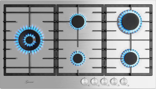 Table de cuisson GCH VPGL FG 905, GCH VPGL à gaz 90 cm, puissance 4,0 KW WOK, 5 brûleurs à gaz, inox