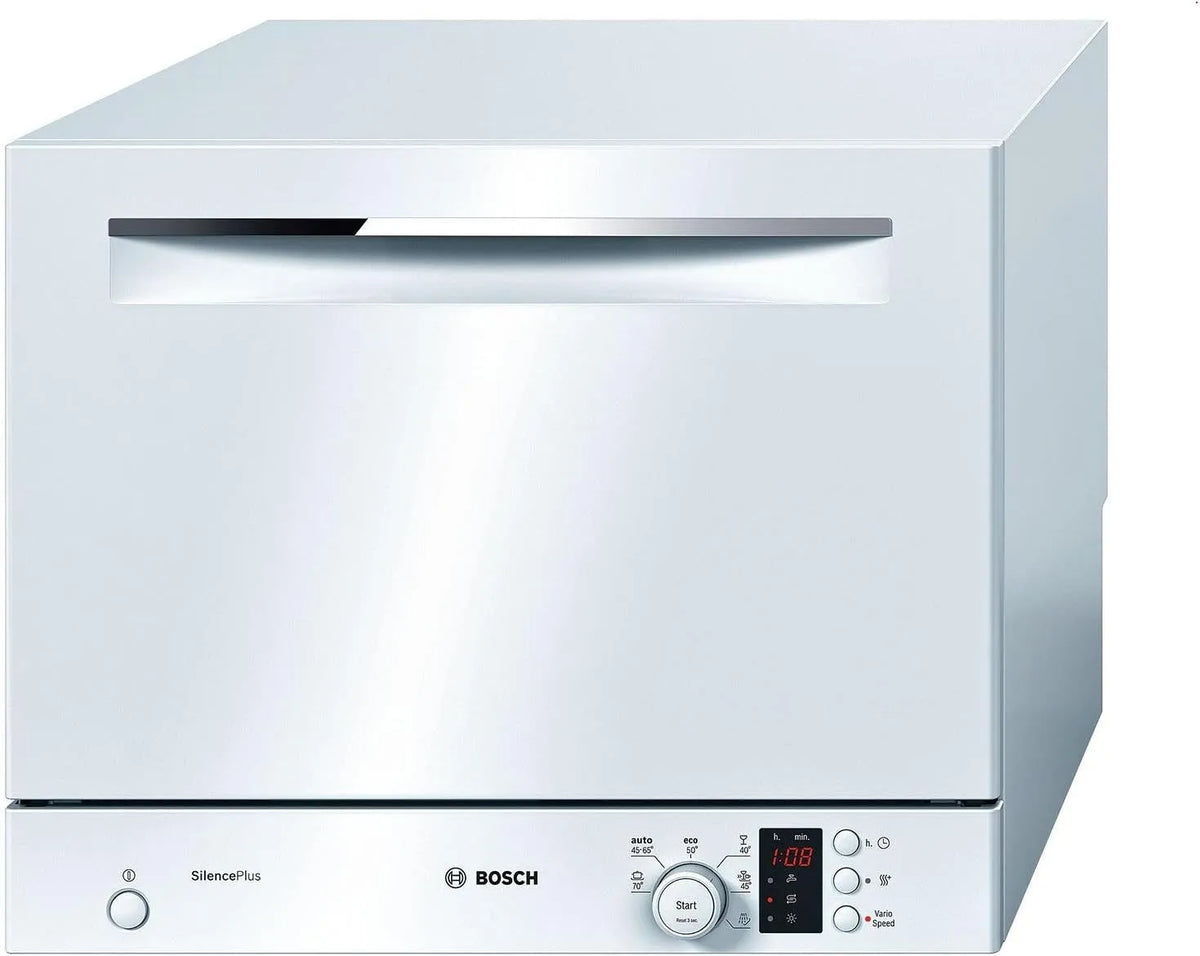 Bosch modèle SKS62E22EU, 48 decibels, 6 couverts, Lave vaisselle mini, finition blanche bandeau: finition blanche