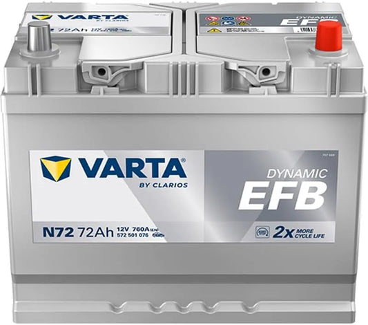 Hyundai 72, Ah 760, A VARTA Batterie 572501076K262 ix35 ZSA4, EN L 261mm B 175mm H 220mm Compatible avec LM, Qashqai +2 I J10, NJ10, KIA SPORTAGE SL