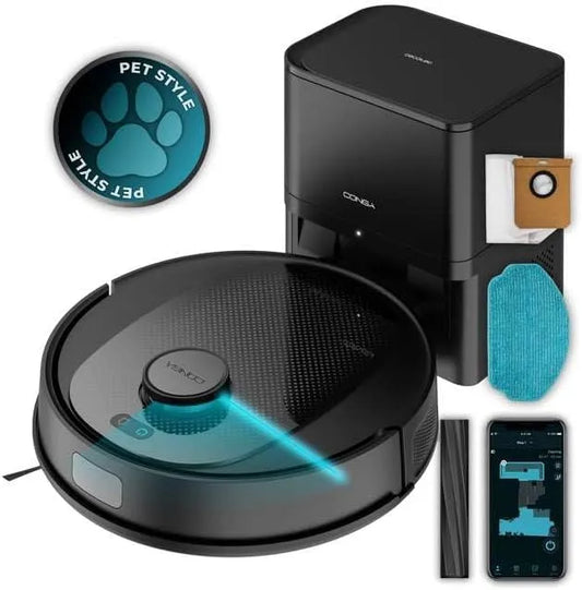 Cecotec aspirateur 7690, capacité 2,5 l, jusqu'à 220 Min d'autonomie, Navigation Laser, Aspiration 5 000 Pa, 4 en 1 Balayage, contrôle Application