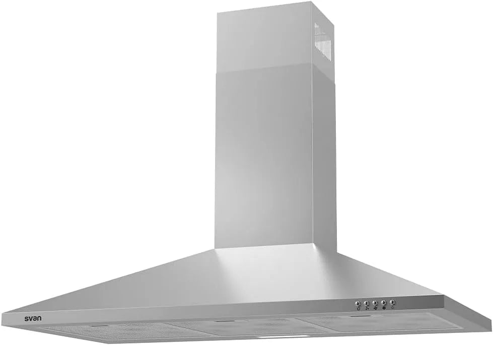 Hotte aspirante SCPP901BX Svan, Hotte Pyramidale 90cm, 65 dB Niveau Sonore, 3 niveaux de vitesse, 361m3/h,. Puissance 361m3, 3 niveaux de vitesse