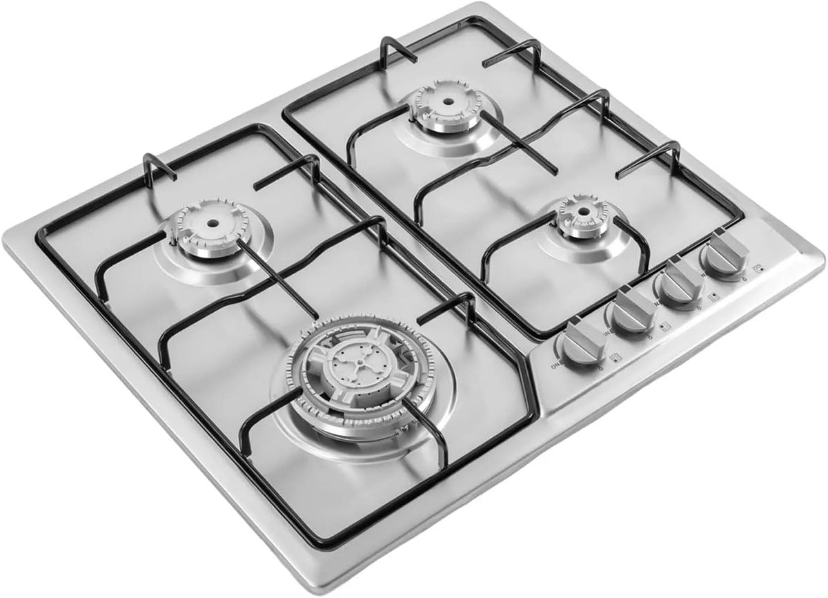 Table de cuisson, à gaz 4 brûleurs encastrable de 58 cm, avec buses et porte-casseroles, efficace et économe en énergie, pour la maison