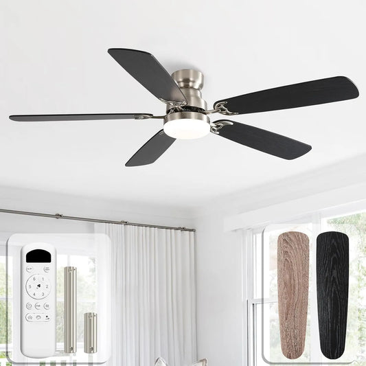 Ventilateur Sofucor, 132 cm Dimmable Lampe Plafond LED, 6 niveaux de vitesse, 6 niveaux de vitesse, Plafond avec Lumiere, Telecommande