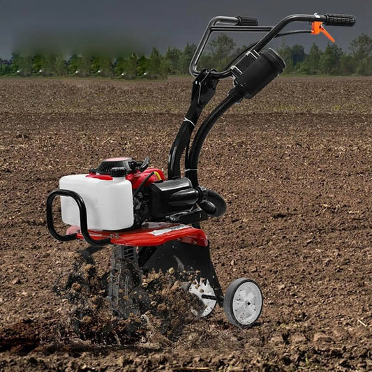 Motoculteur, 55CC Thermique Essence, Jardin Léger 4 Temps Cultivateur, Facile à démarrer et à Utiliser,2.2kw, Cultivateur à Roue