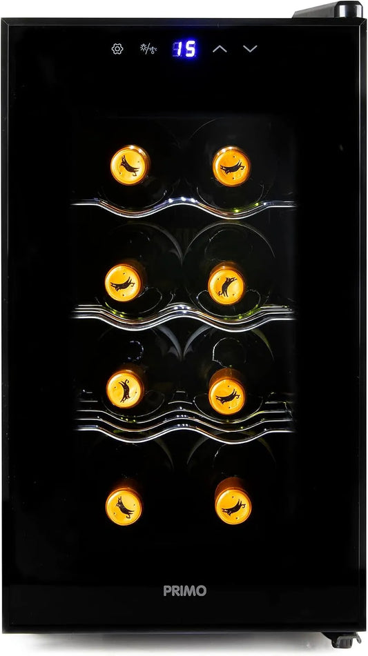 Cave à vin PR169WK PRIMO, 8 Bouteilles, Pose Libre, classe énergétique E, finition noire
