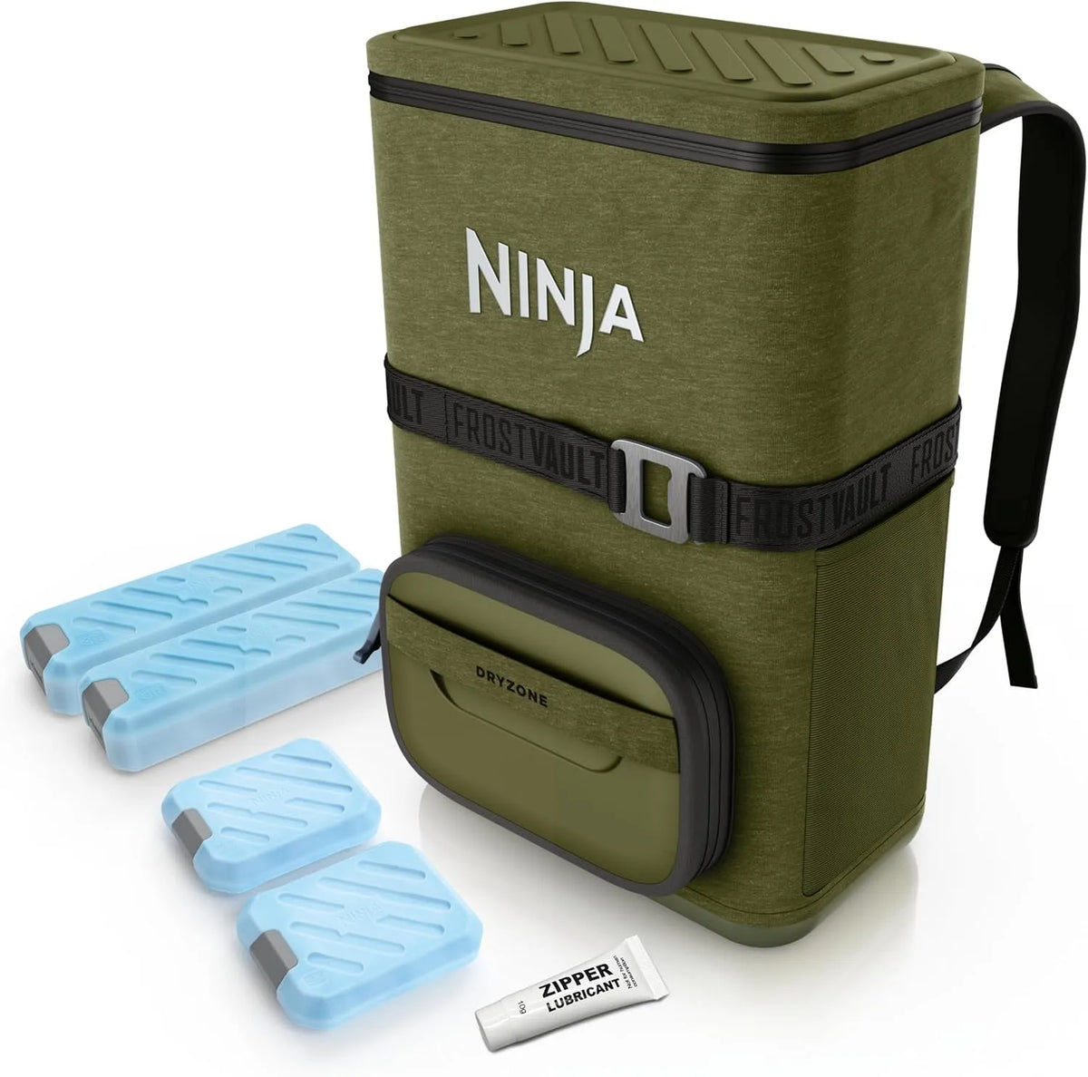 Ninja glacière FF124AMZEUUKGN, FrostVault Go sac à dos isotherme souple d'extérieur 17 litres 24 canettes, avec tiroir Dry Zone