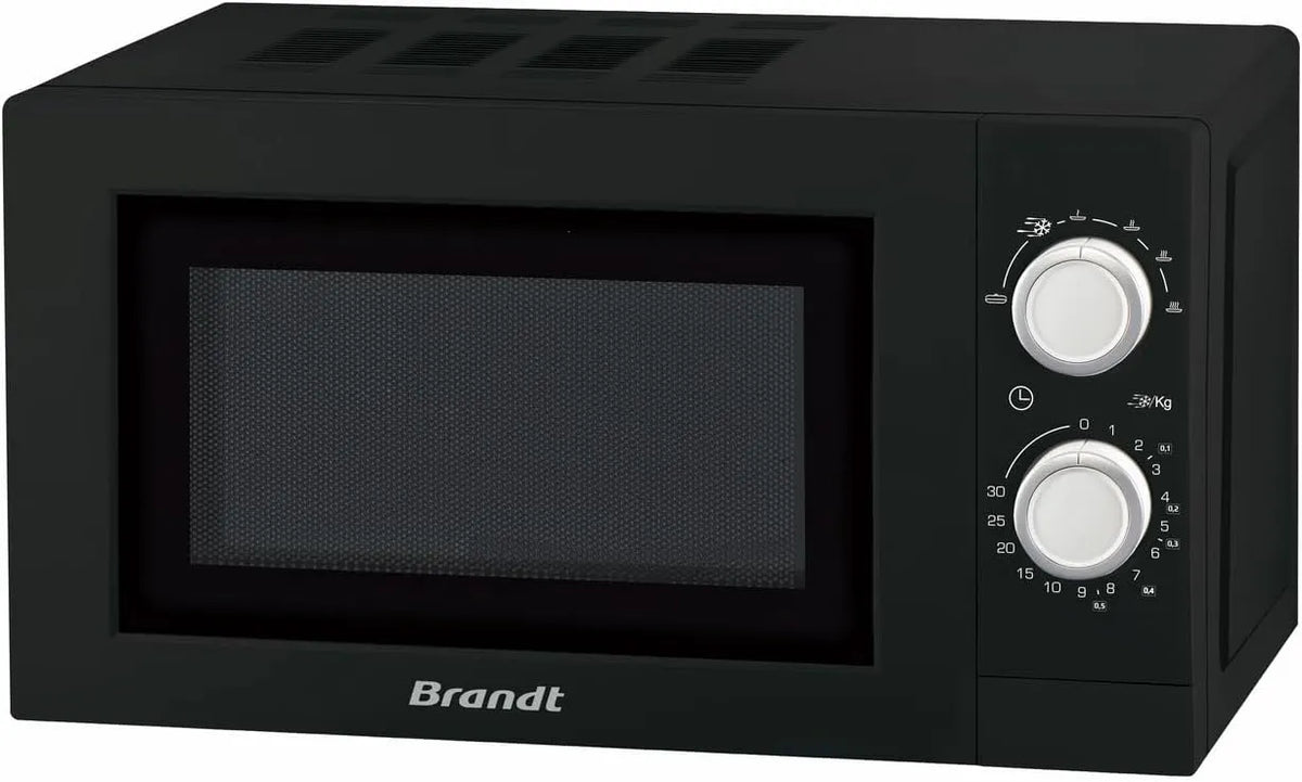 Four à micro-ondes SM2016B 35minutes BRANDT, puissance 800W, Minuterie, finition noire, Solo Mécanique 20L, 6 niveaux de puissance de cuisson