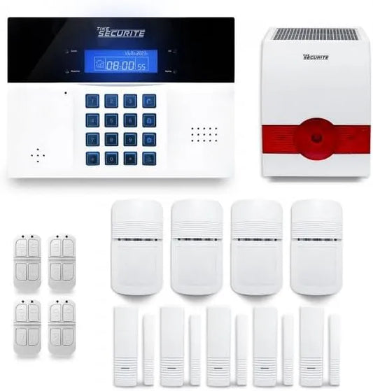 Alarme maison, sans fil DNBi 4 à 5 pièces mouvement + intrusion + sirène extérieure solaire, Compatible Box internet, à fonctionnement