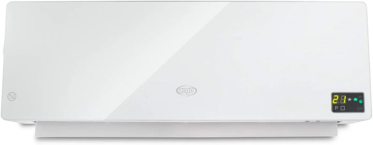 Radiateur Argo Chic White, à ventilateur mural en céramique minuterie intégrée hebdomadaire finition blanche