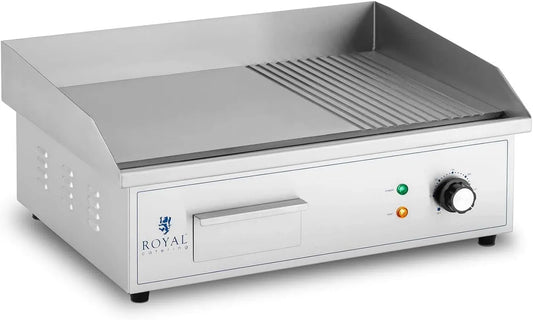 Plaque de cuisson RCPG42-M, Royal Catering Plancha Électrique Professionnelle De Cuisson 3 000 Watts Grill, dimensions 548 x 350 mm