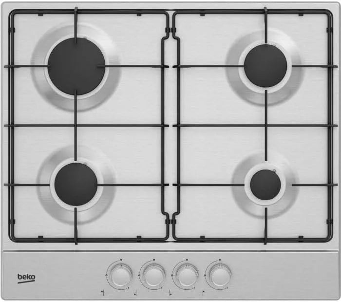 Beko cuisinière à gaz HIAG64223SX, encastrable 4 brûleurs