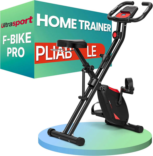 Vélo Ultrasport F-Bike Pro, d'Appartement Pliable I Vélos d'Appartement Extra Silencieux jusqu'à 150 kg, 16 Niveaux, avec Selle Confort, Fonction App