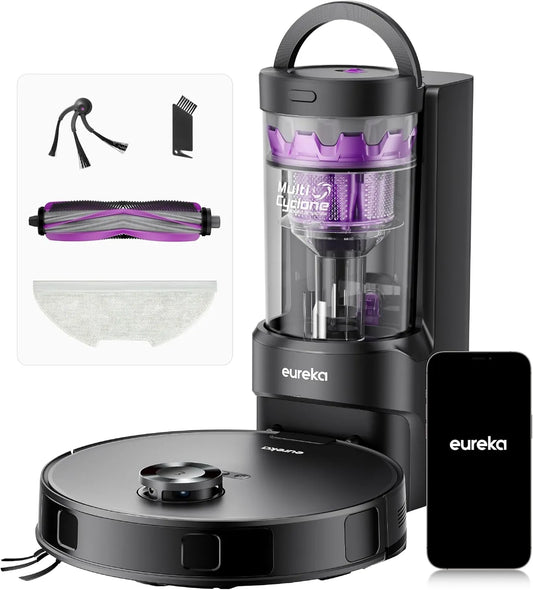 Aspirateur E20 10000, Soulèvement de Serpillière 10mm, Eureka Evo Plus Robot Laveur avec Station sans Sac Aspiration Pa Robot Autovidange