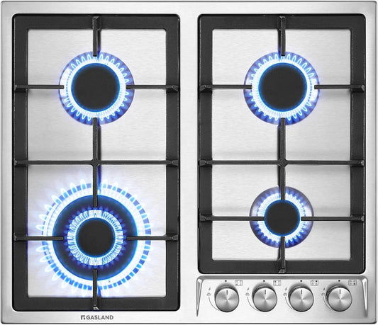 Plaque de cuisson GH60SF GASLAND, 4 feux, de cuisson à gaz encastrable en acier inoxydable, Gaz naturel, puissance 8000W, compatible LPG