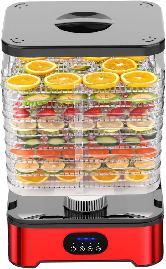 À 8 Niveaux Séchoir Alimentaire, Déshydrateur Électrique 16 L avec Contrôle du Temps Et de la Température, Système de Séchage À 360°, Hauteur Réglable