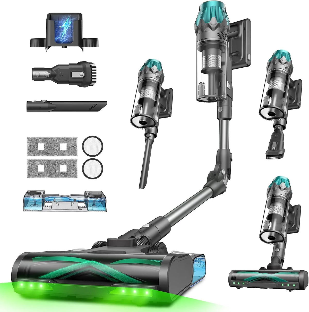 Aspirateur balai V15 60Min/65Kpa Vexilar, sans Fil Max,60Min, Brosse Anti-Emmêlement, Aspiration et Lavage, Tapis, Aspirateur pour Poils d'animaux