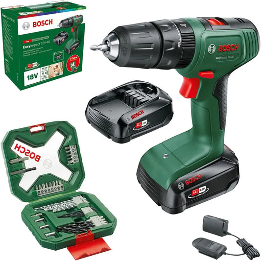 Bosch perceuse 06039D8109 V-40, Système 18 V, La Pierre Et Le Métal, Vert, Home And Garden -visseuse Ã€ Percussion Sans Fil 18, 2x Batterie 2,0 Ah
