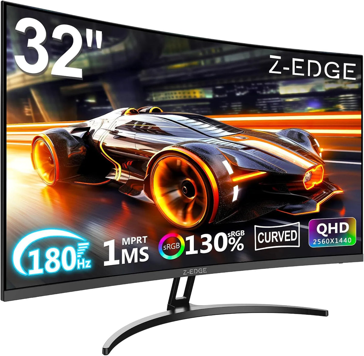 Modèle PC Gamer Incurvé 32'' 2K QHD 1ms 1500R DP1.4 Z-Edge Écran, 2560x1440, 180Hz, HDMI2.0, 144Hz, FreeSync, 3000:1, VESA 100 * 100mm, VA