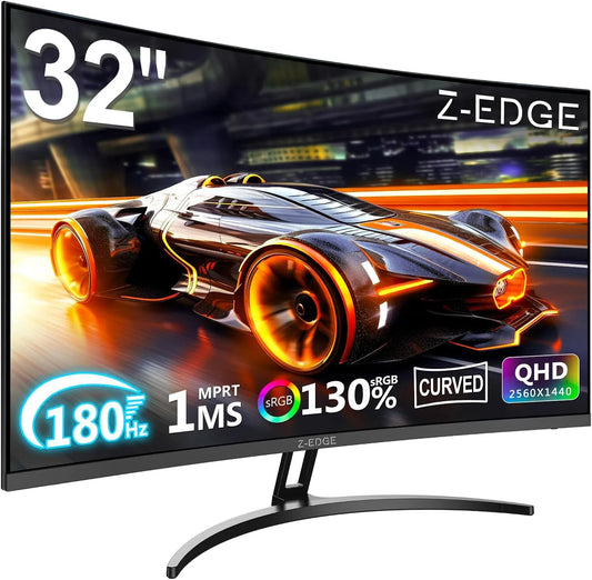 Modèle PC Gamer Incurvé 32'' 2K QHD 1ms 1500R DP1.4 Z-Edge Écran, 2560x1440, 180Hz, HDMI2.0, 144Hz, FreeSync, 3000:1, VESA 100 * 100mm, VA