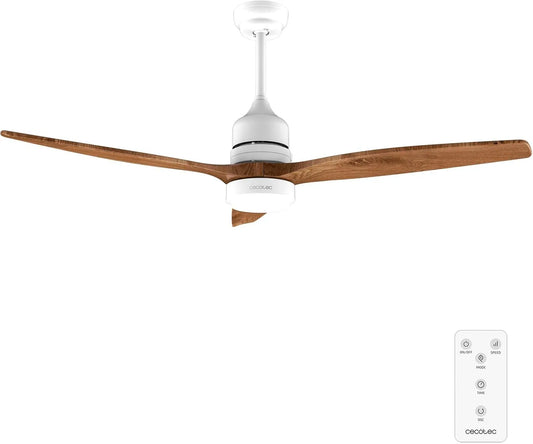 Cecotec ventilateur 5230, 6 niveaux de vitesse, avec Lumière et Télécommande de 52' EnergySilence Aero White&BlackWood., Moteur DC 40W