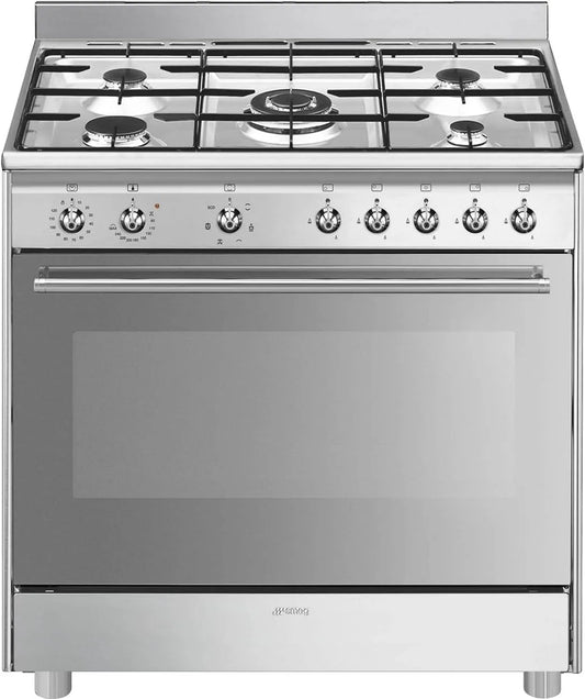 Smeg modèle 5FUOCHI, CUCINA 90X60 FTORNO TVENT INOX