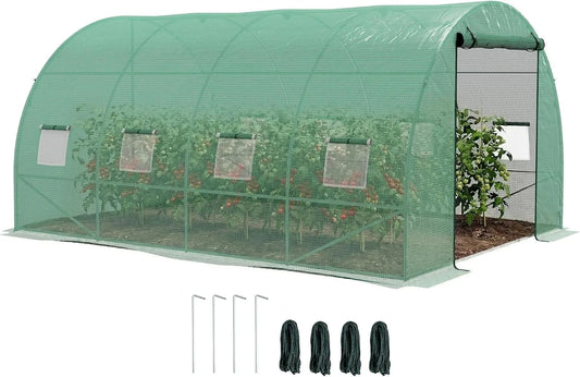 Outsunny serre de jardin, avec système d'arrosage intégré 3L x 2l x 2H m Acier renforcé + PE Haute densité 140 g, Tunnel 12 m² Serre à tomates