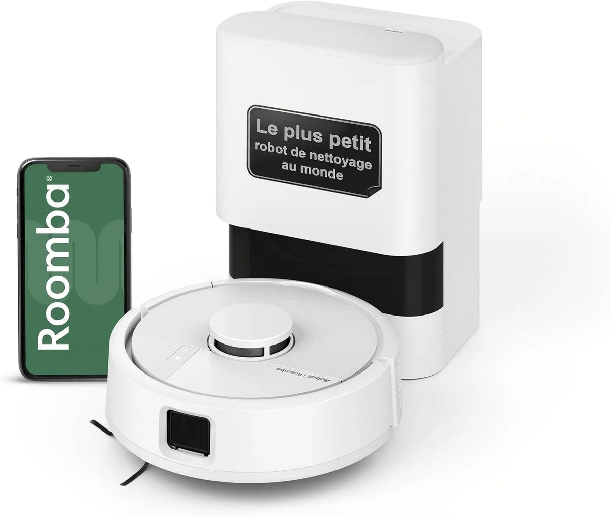Aspirateur Roomba Mini Robot, finition blanche, et Laveur + Base AutoEmpty