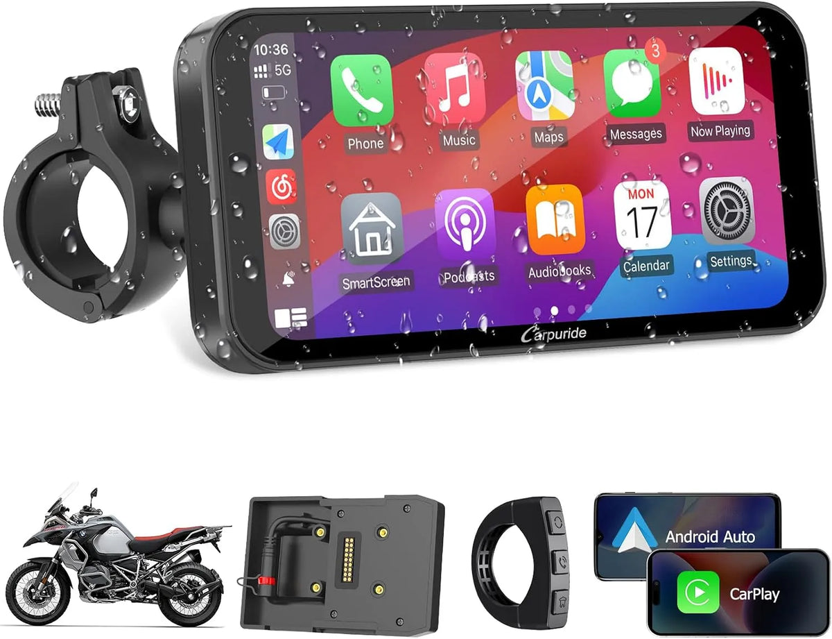 Modèle Écran Carplay Moto pour BMW S1000XR W603B R1200GS R1250GS Carpuride, Carplay Portable, Écran Tactile Étanche 6,3 Pouces